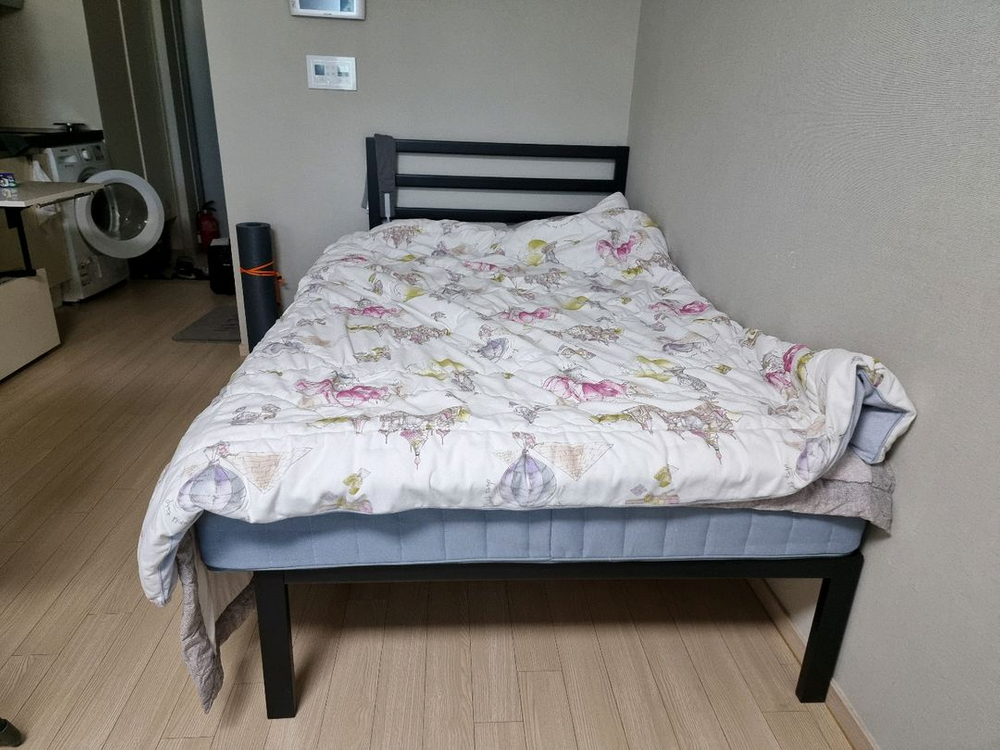 지누스 1500H 철제 침대 프레임 블랙 ss 이미지