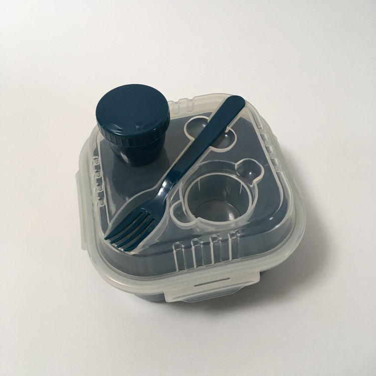 [중고] 다이소 정사각 샐러드 도시락 / 사각 밀폐 보관 용기 반찬통 포크 소스 통 일괄 포함--1