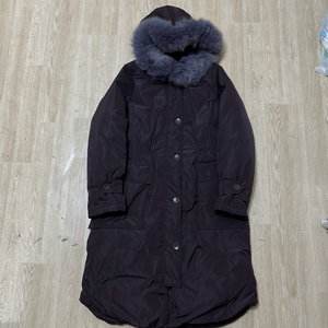 지센 여성 폭스퍼 후드 덕다운 롱패딩 55