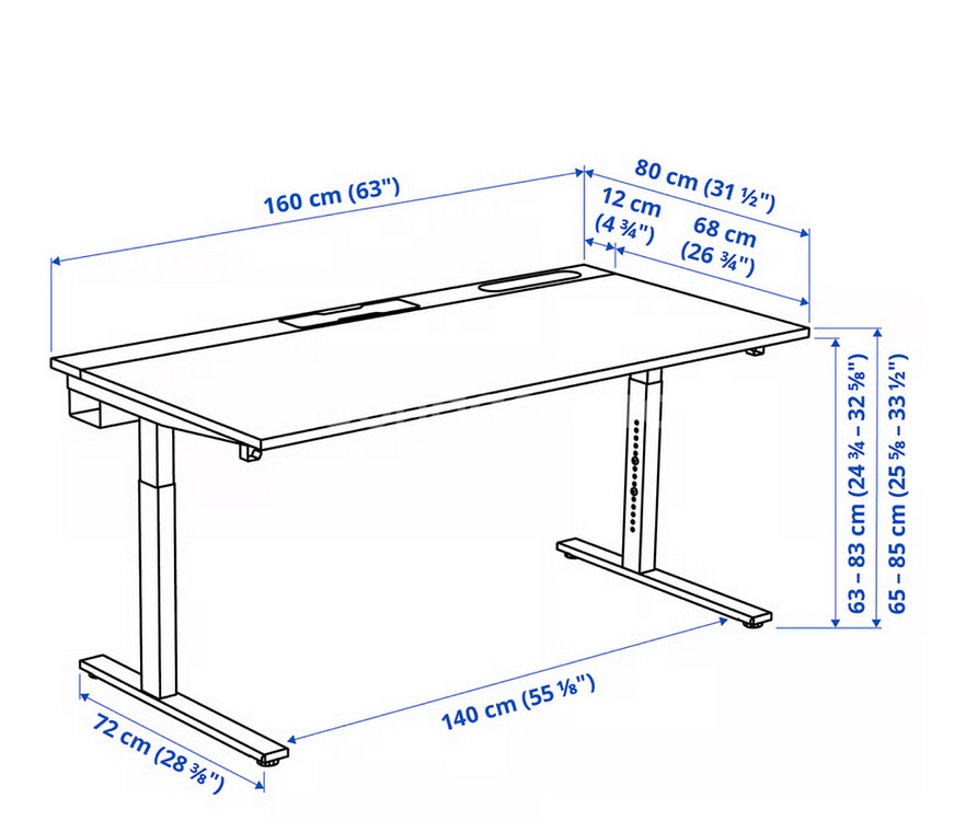 MITTZON 밋손책상 화이트, 160x80 cm 판매합니다--5