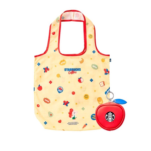 스타벅스 그로서리 마켓 애플 파우치 폴더블 백, 사과키링