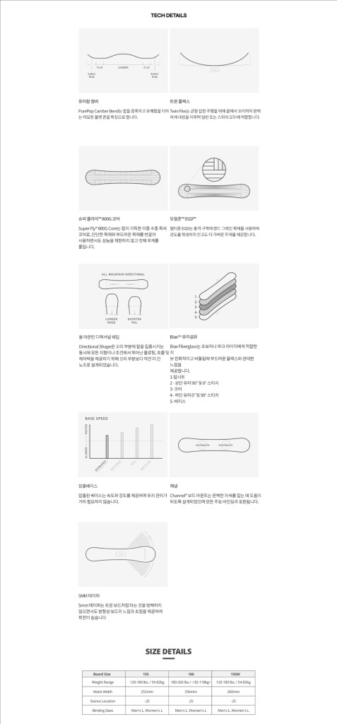 버튼 스노우보드 데크 올마운틴 데크 인스티게이터 퓨어팝 캠버 150--8