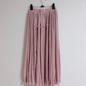 핑크 쉬폰 플리츠 롱 스커트 이미지