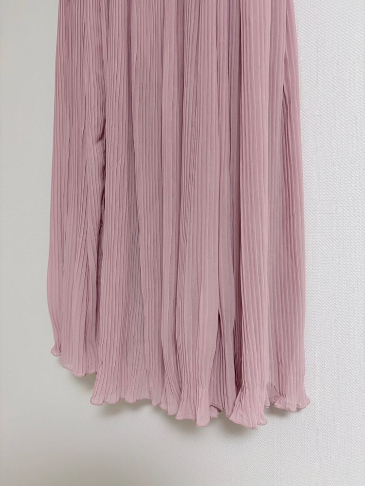 핑크 쉬폰 플리츠 롱 스커트 이미지