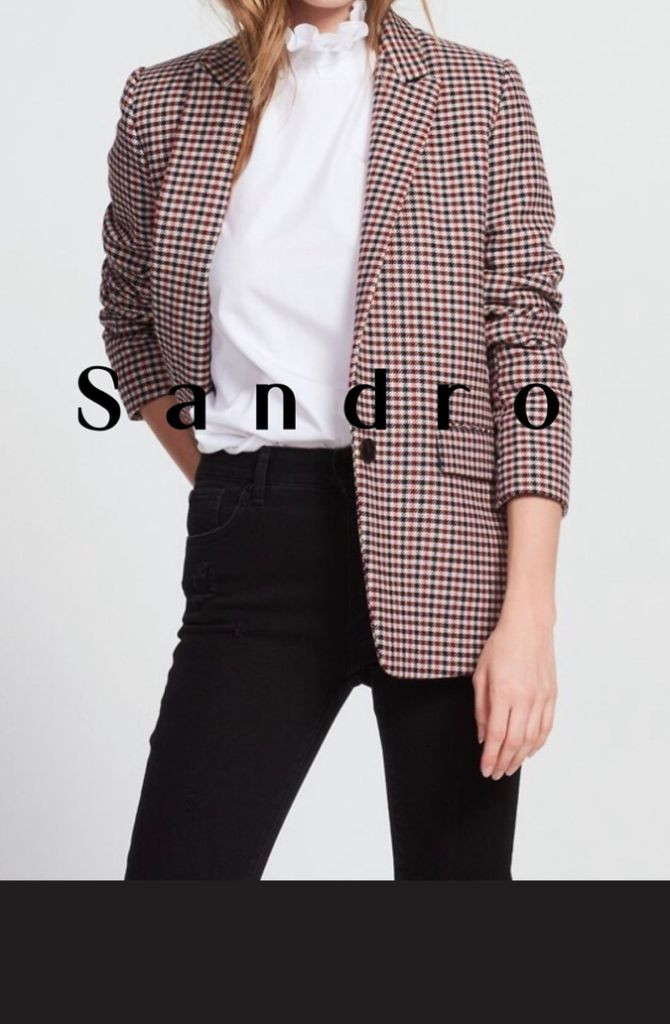 산드로 하운드투스 패턴 레드 울 블레이저--2
