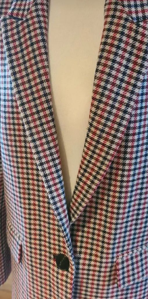 산드로 하운드투스 패턴 레드 울 블레이저--6