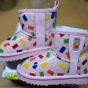 하리보 젤리 곰돌이 털부츠 핑크 220mm