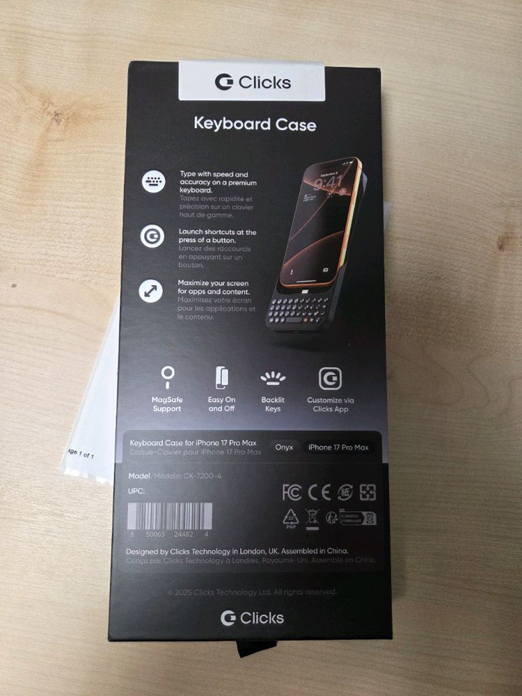 [새제품] 클릭스 아이폰17 pro max 키보드 케이스 17프로맥스 미개봉 신품--1