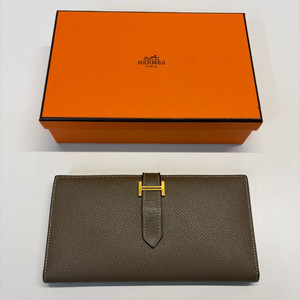 에르메스 베안 장지갑 에토프 금장 U각인