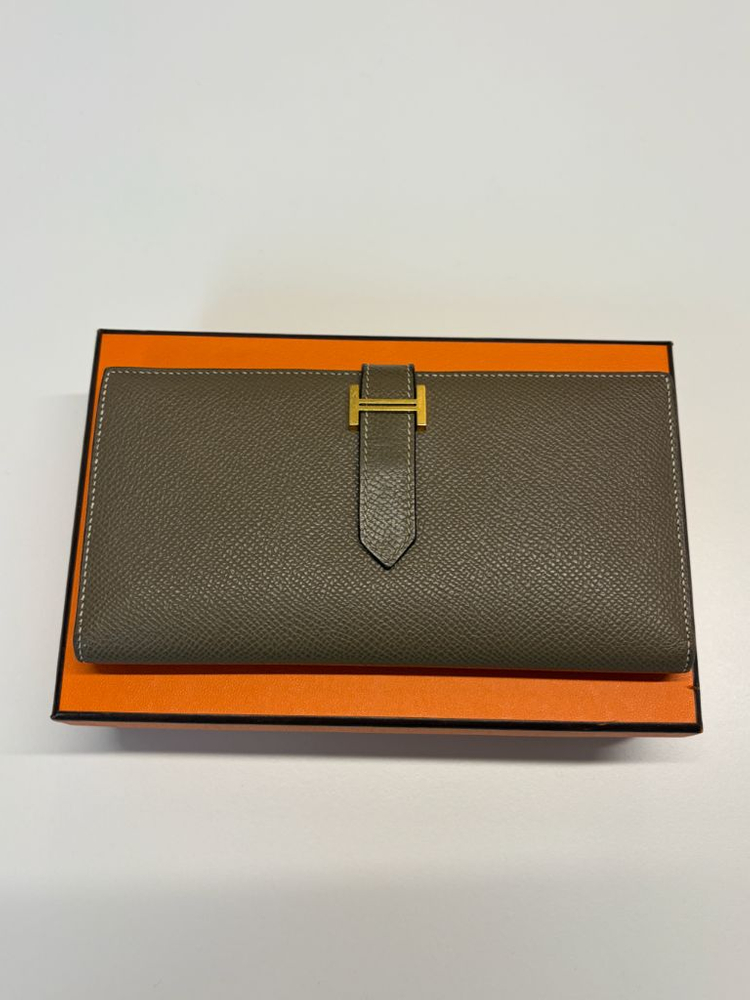 에르메스 베안 장지갑 에토프 금장 U각인--1