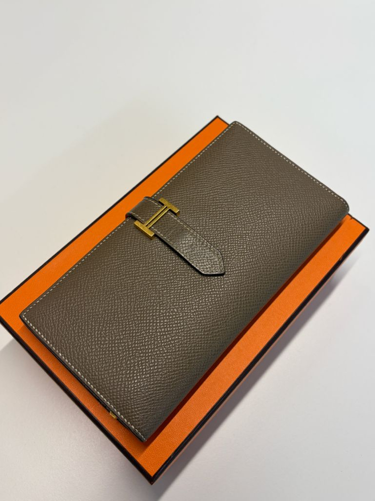 에르메스 베안 장지갑 에토프 금장 U각인--2