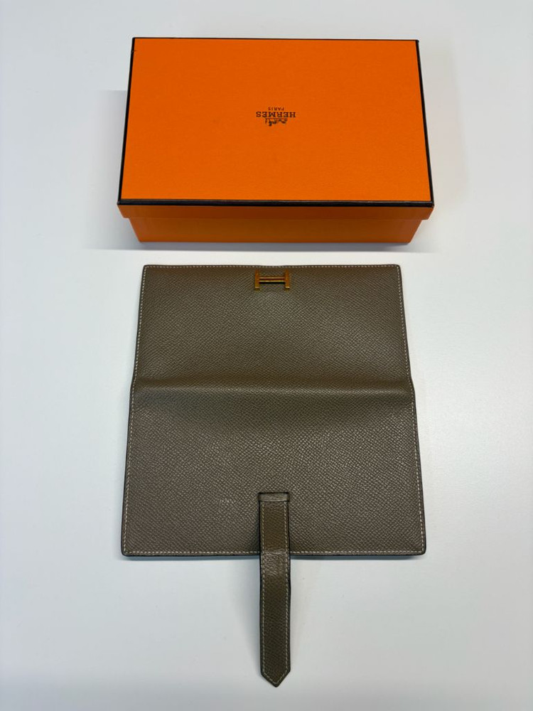 에르메스 베안 장지갑 에토프 금장 U각인--8