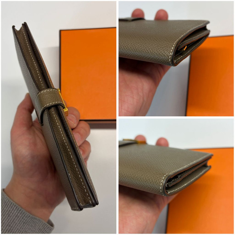 에르메스 베안 장지갑 에토프 금장 U각인--9