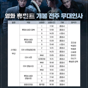 [ 휴민트 무대인사 부산 ] 2/7 G열~ 센텀시티 IMAX 정가양도