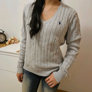 [M] Polo 케이블니트 V넥 스웨터