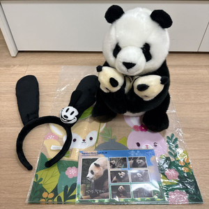 에버랜드 푸바오 정품 인형, 안녕 할부지 엽서 씰, 도쿄 디즈니 미키 정품 머리띠 일괄