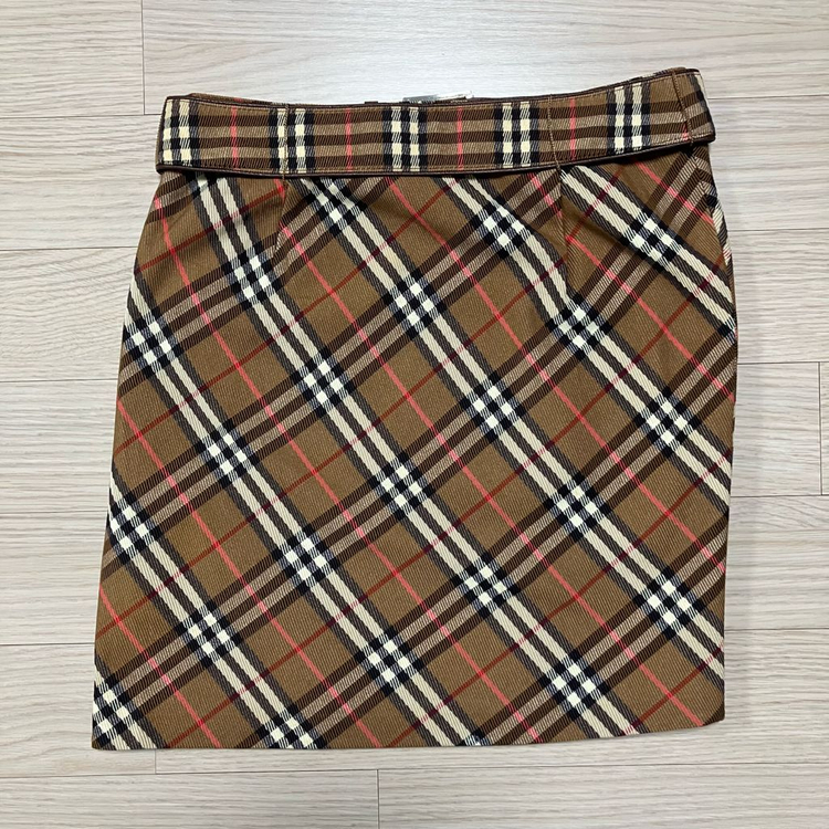 버버리 블루 라벨 노바 체크 벨트 스커트--1