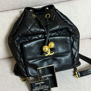 샤넬 빈티지 드로우스트링 골든볼 버킷 백팩