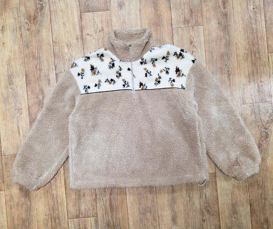 엽페(YUPPE) 플라워 플리스 반집업티 프리사이즈 새상품--5