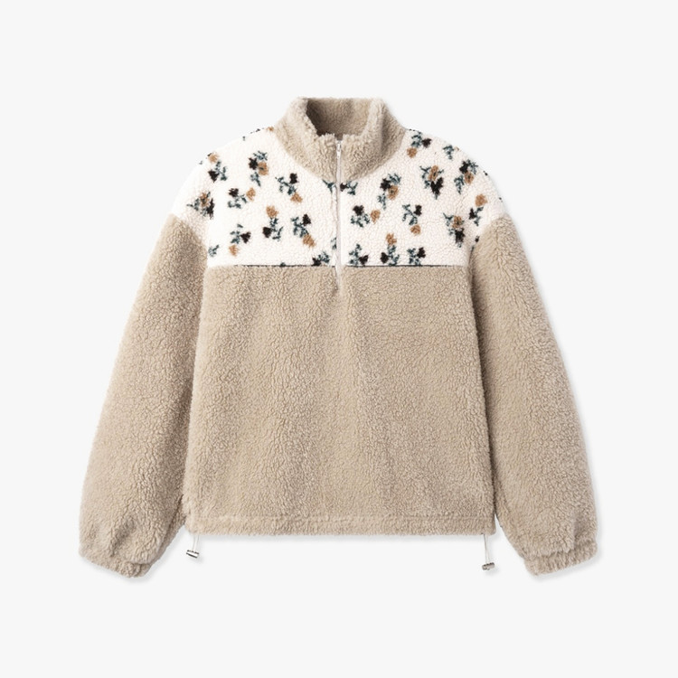 엽페(YUPPE) 플라워 플리스 반집업티 프리사이즈 새상품--3