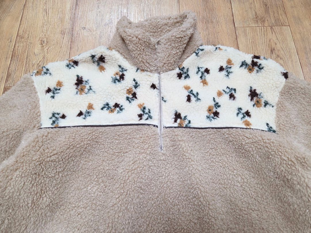 엽페(YUPPE) 플라워 플리스 반집업티 프리사이즈 새상품--6