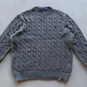 회색 폴로 랄프로렌 꽈배기 니트 XL