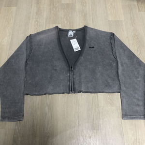 우먼스 M) 새상품 X-GIRL 엑스걸 피그먼트 다잉 와이드 립 숏 집업 가디건