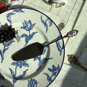 일본 빈티지 스텐 도자기장식 케이크서버 이미지