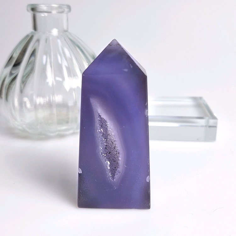 마노 아게이트 포인트수정 크리스탈 79g--1