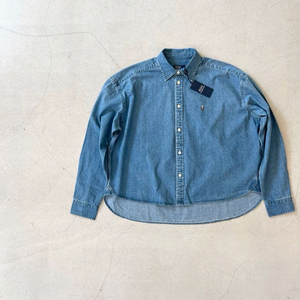 폴로 와이드 크롭 데님셔츠