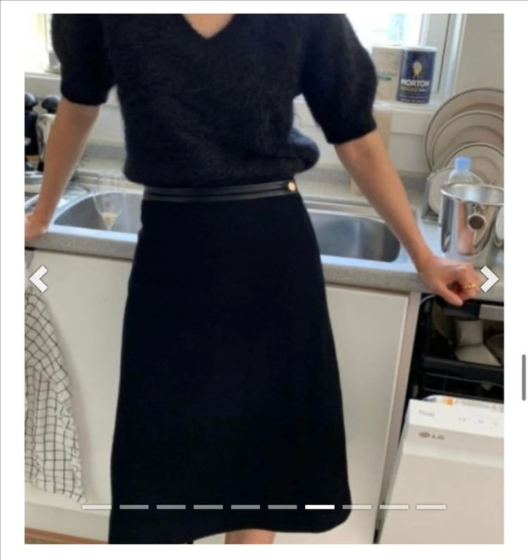 모네 리본빛 레이첼 미디 스커트--1