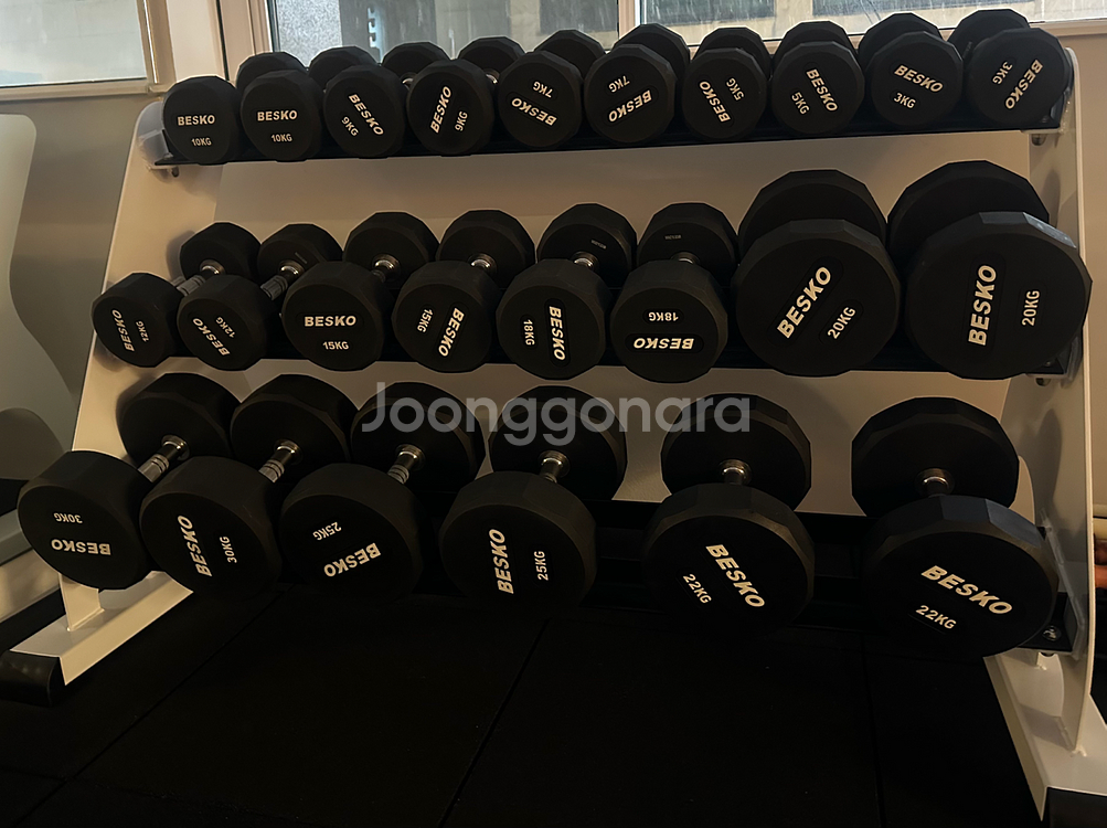 사용거의안한 베스코 우레탄 덤벨 3kg~30kg 352kg 팝니다. 렉포함--2