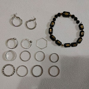 12지 합장주 오닉스 행운 염주 팔찌 실버 반지 귀걸이 악세사리