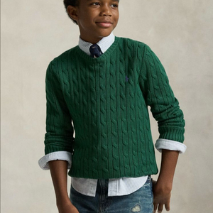 (미개봉) 폴로 보이즈 케이블 니트 스웨터 그린 L