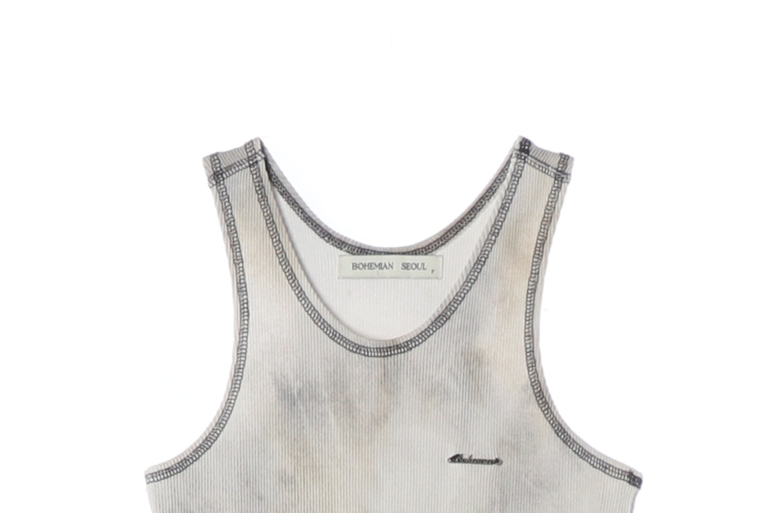 보헤미안서울 그레이 워싱 나시 슬리브리스 탑 탱크탑 이미지
