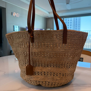 생로랑 미듐 파니에 라피아 쇼퍼백 새상품