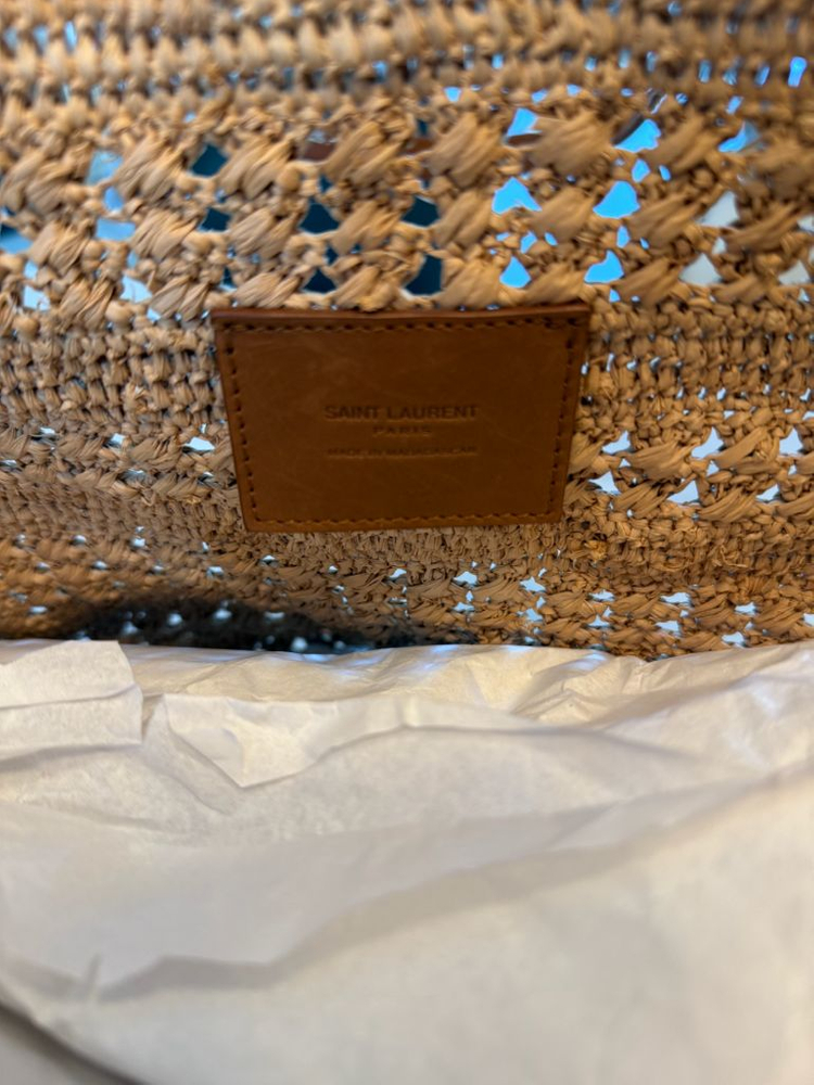 생로랑 미듐 파니에 라피아 쇼퍼백 새상품--3