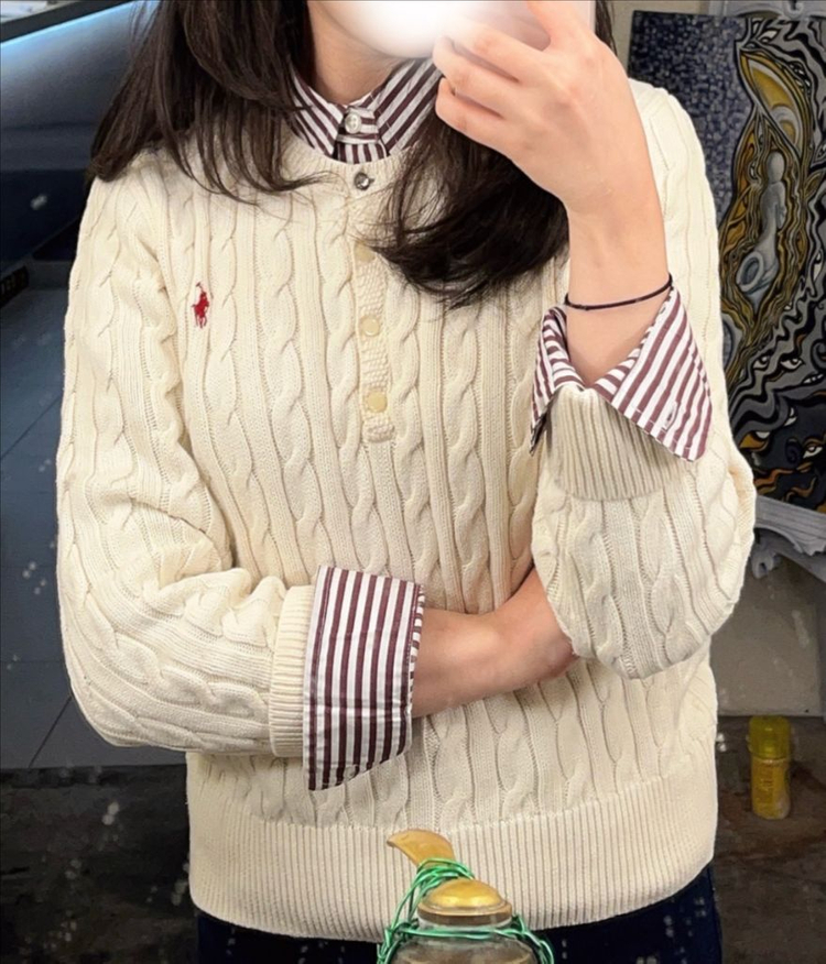 (미개봉) 폴로 보이즈 스트라이프 포플린 셔츠 L--4