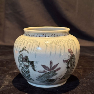 오래된 청화백자 인물문 호 항아리 중국도자기 골동품 고미술품 수집품