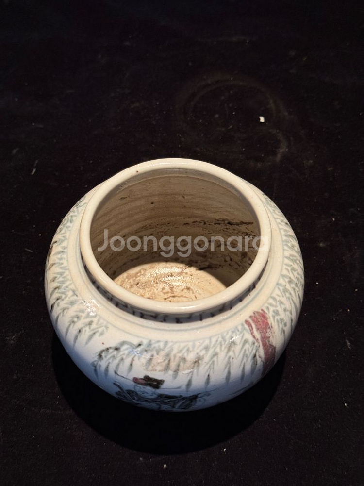 오래된 청화백자 인물문 호 항아리 중국도자기 골동품 고미술품 수집품--4