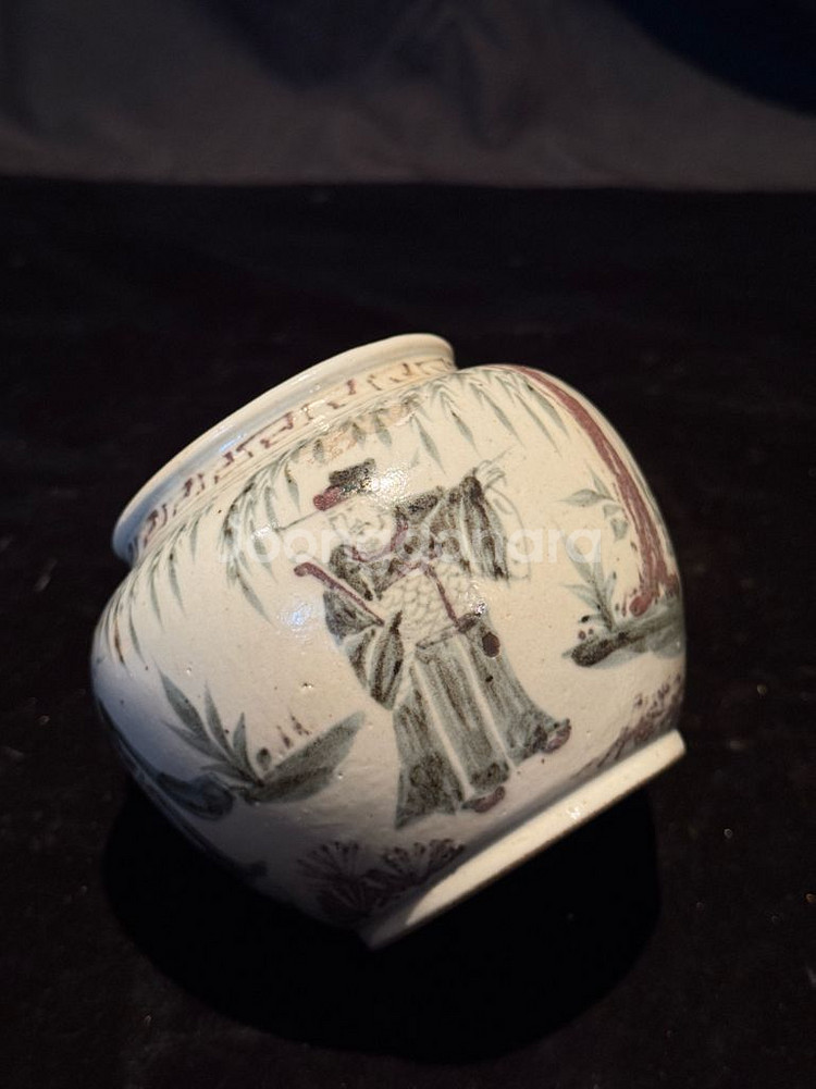 오래된 청화백자 인물문 호 항아리 중국도자기 골동품 고미술품 수집품--5