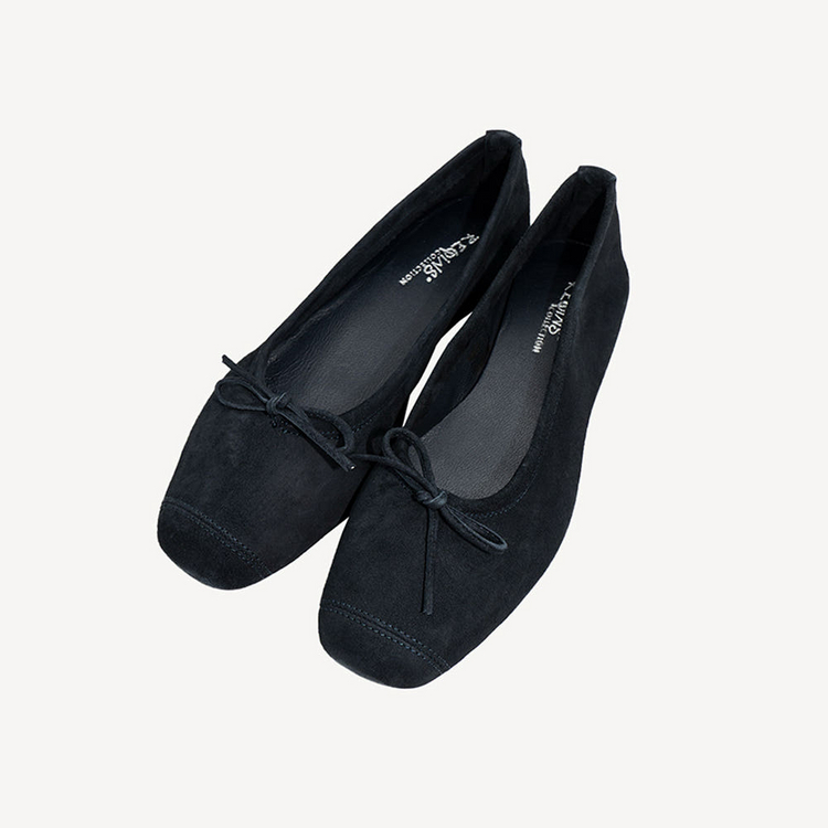 흐꺙 REQINS 블랙 스웨이드 플랫슈즈 240mm--1