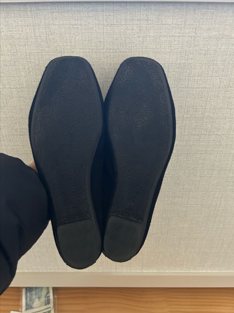 흐꺙 REQINS 블랙 스웨이드 플랫슈즈 240mm--4