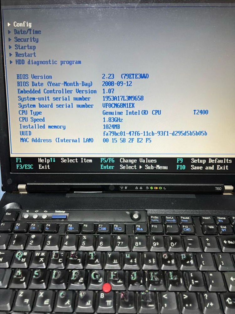 IBM ThinkPad T60 노트북 판매합니다. 이미지
