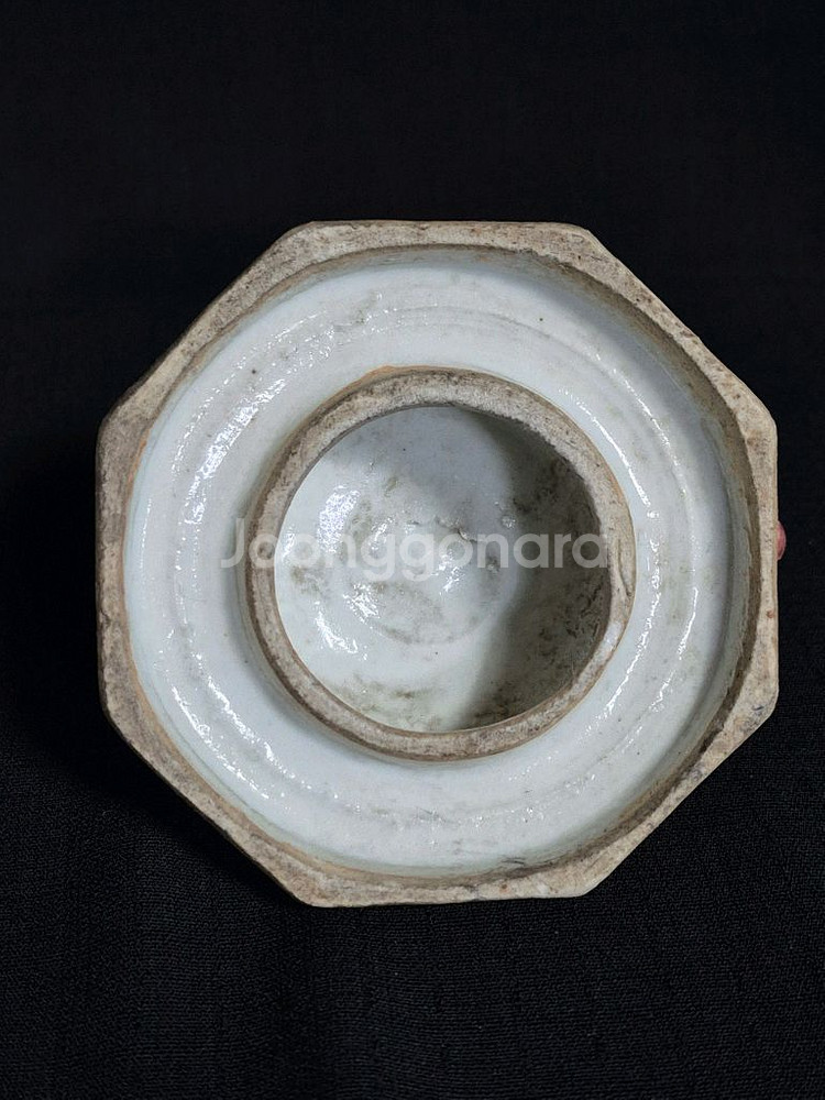 중국도자기 청화 유리홍 진사 팔각 주전자--6