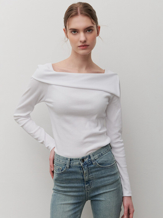디자이너 브랜드 camino 화이트 오프숄더 니트--1