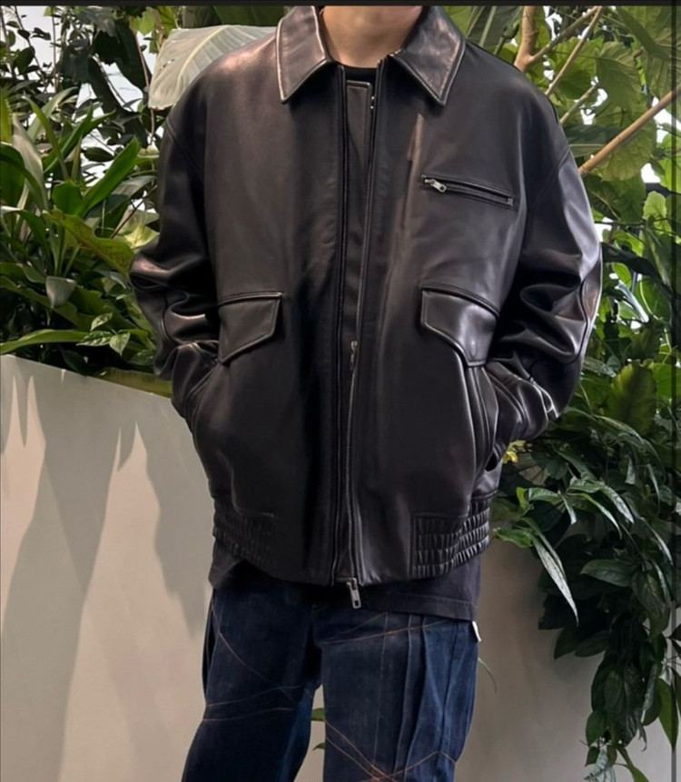 [거의 새것] 우영미 가죽 봄버 자켓 50사이즈 이미지