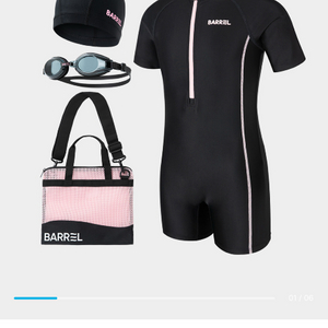 키즈 여아 반팔 수영복 세트 생존수영키트 120