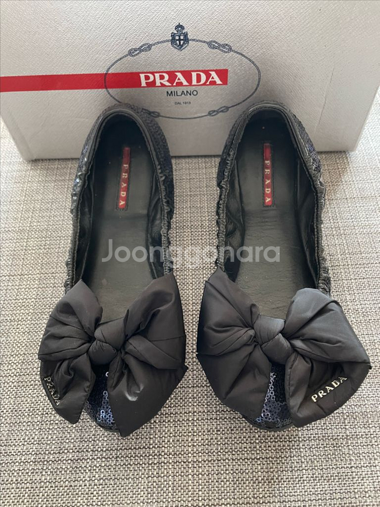 정품 프라다 리본 발레리나 플랫슈즈 37사이즈--1