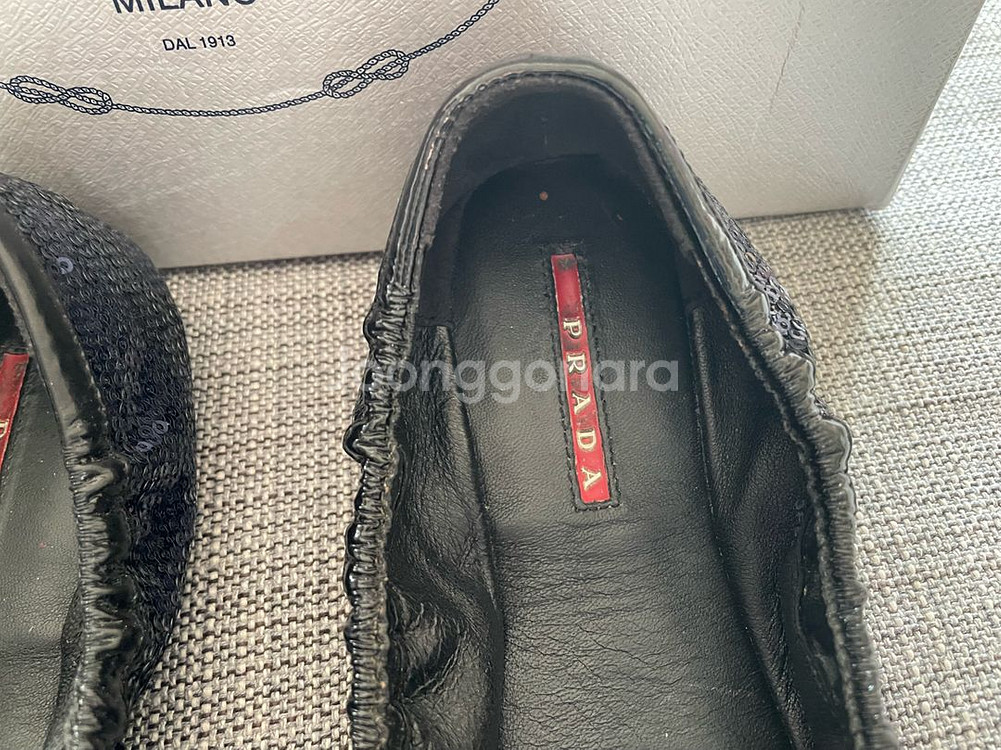 정품 프라다 리본 발레리나 플랫슈즈 37사이즈--3